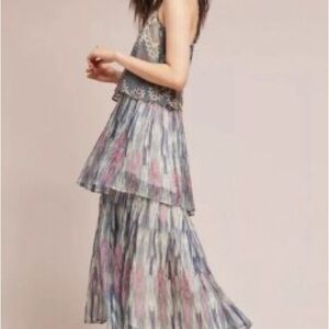 Meadow Rue by Anthropologie Tiered Ruffled maxi Dress. Size 6